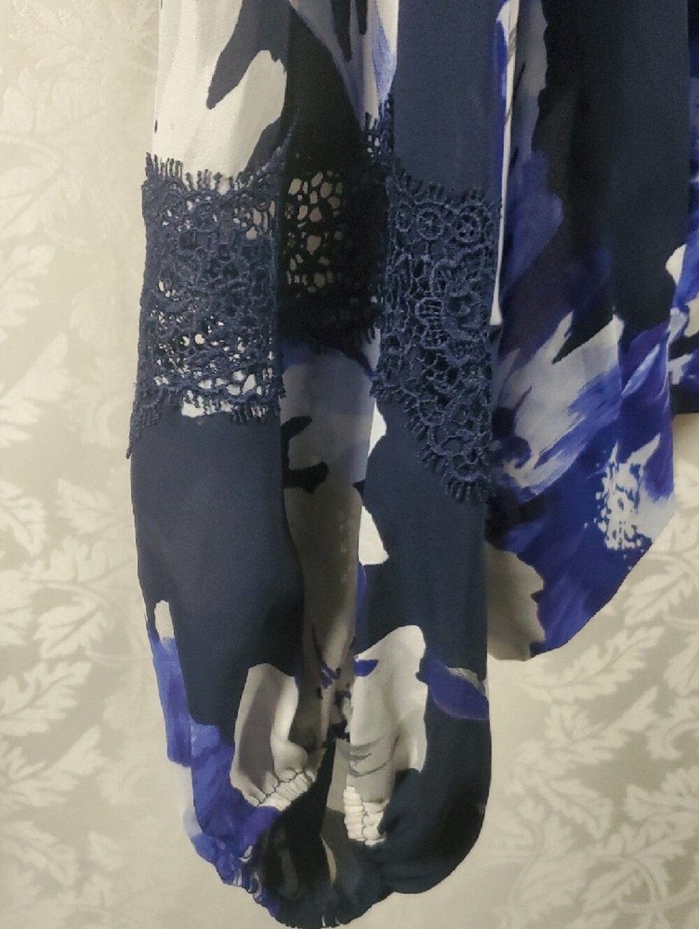7th Avenue Navy Floral Tie-Front Blouse - Picture 4 of 6